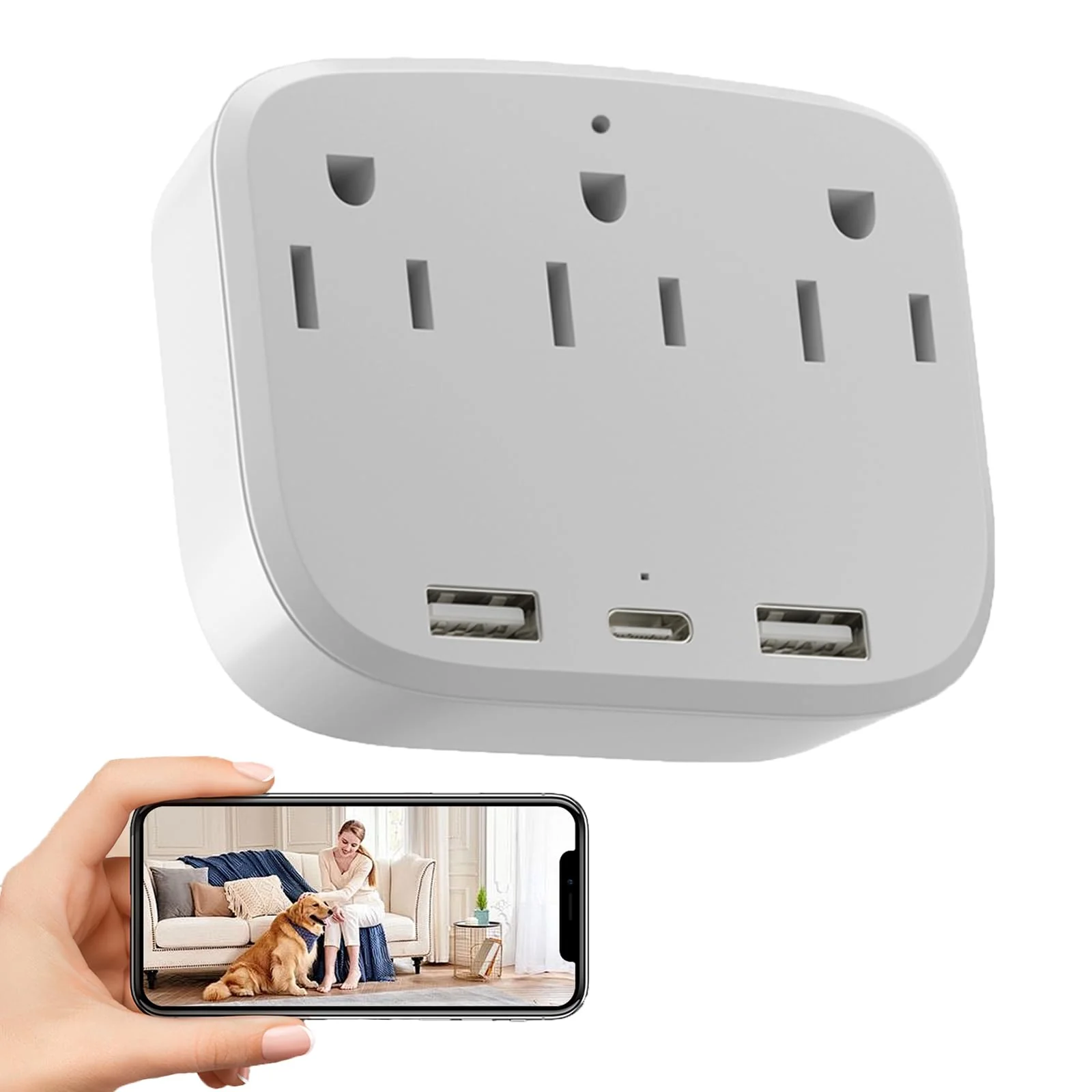 Reusable ULar 4K Outlet Camera Wall Charger — Pet Monitor Motion Alerts Local Cloud Storage No Audio Pure