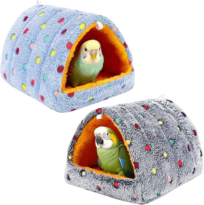 Elegant 2 Pack Bird Nest House Hanging Hammock Fluffy Parrots Bird Bed Healthy