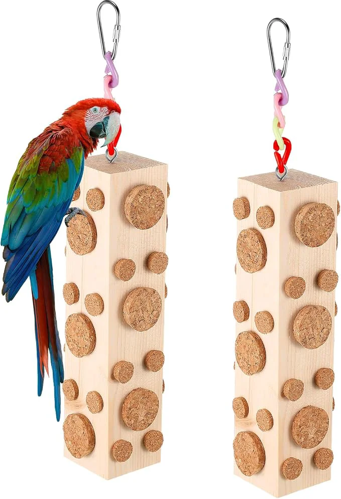 Artisan Skyygemm 2 Pcs Bird Parrot Chew Toys Wooden Foraging Hanging Contemporary