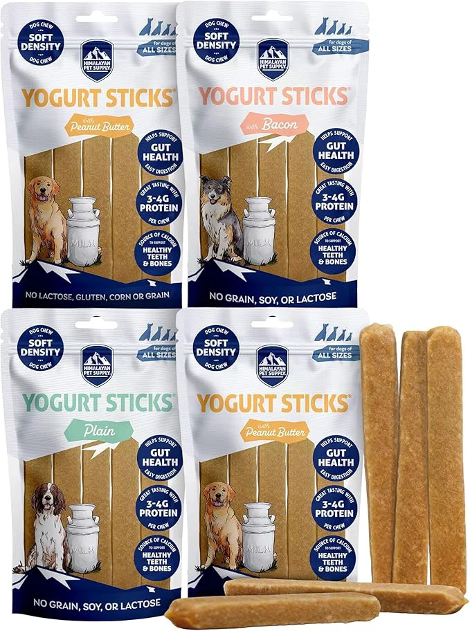 Innovative Himalayan Dog Chew Yogurt Sticks Mixed Flavors Dog Treats with Prebiotics Probiotics Protein Digestive Support Lactose Gluten Natural Dog Treat for All Breeds Made in America 4pkAbout This Long-Lasting