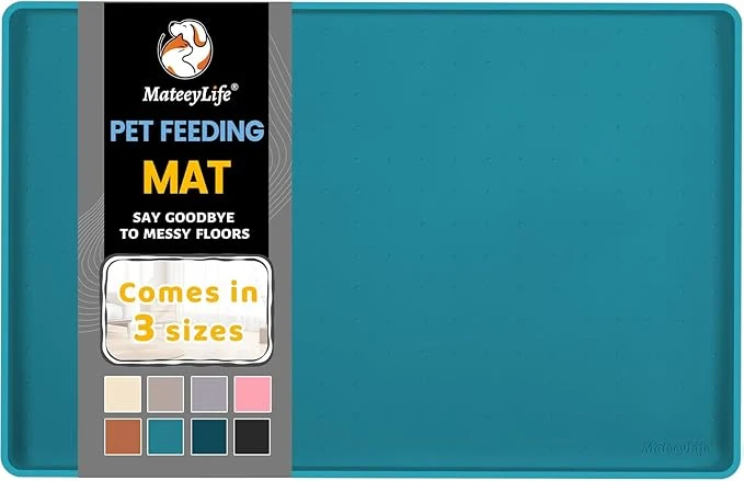 Green MateeyLife Silicone Cat Dog Food Mat Durable