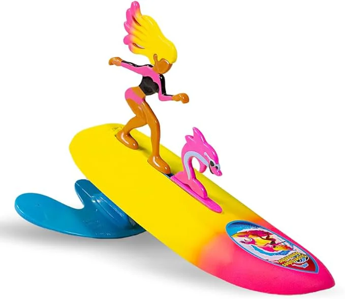 Official Surfer Dudes Legends Surfer Pets Wave Powered Mini-Surfer Pet and Surfboard Beach Toy - Supertubes Samantha and SwellAbout This Classic