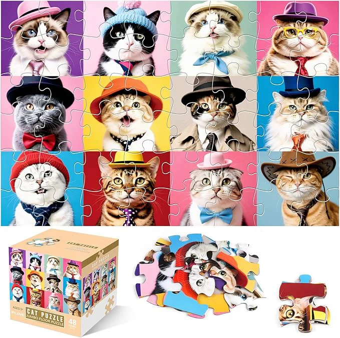 Exclusive Jumbo Floor Puzzle for Kids 48 Piece Cat Jigsaw Puzzles Pet Learning Educational Toys for Toddlers Ages 3-5 Children Easter Gift for Boy Girl Ages 4-8About This Dependable