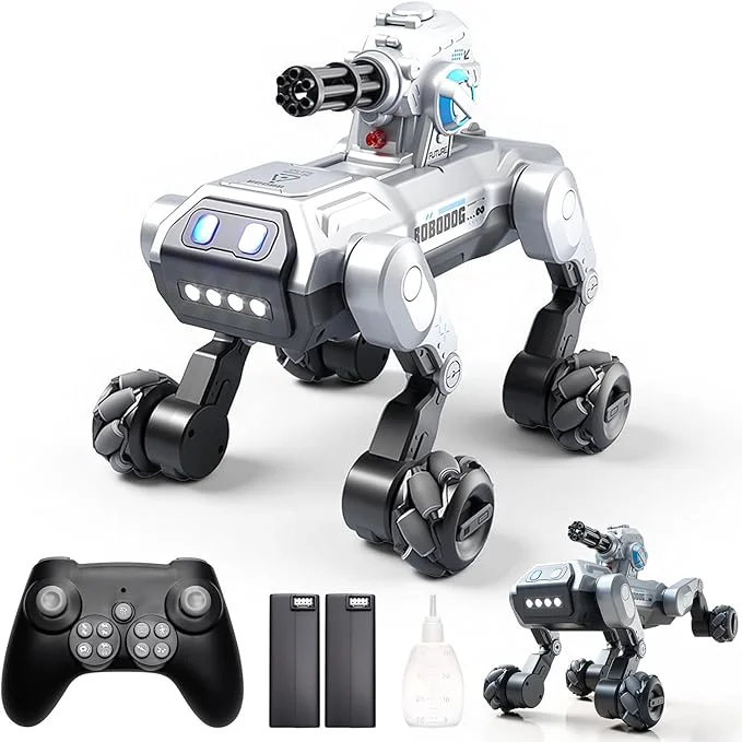 Excellent Smart Robot Dog RC Stunt Car Toys with Wheels Remote Control STEM Pet Robot Toy with Music Bionic Actions Voice Remote Control Gesture Sensing All-Terrain Stunt Pet Toy with Blaster foy KidsAbout This Smooth