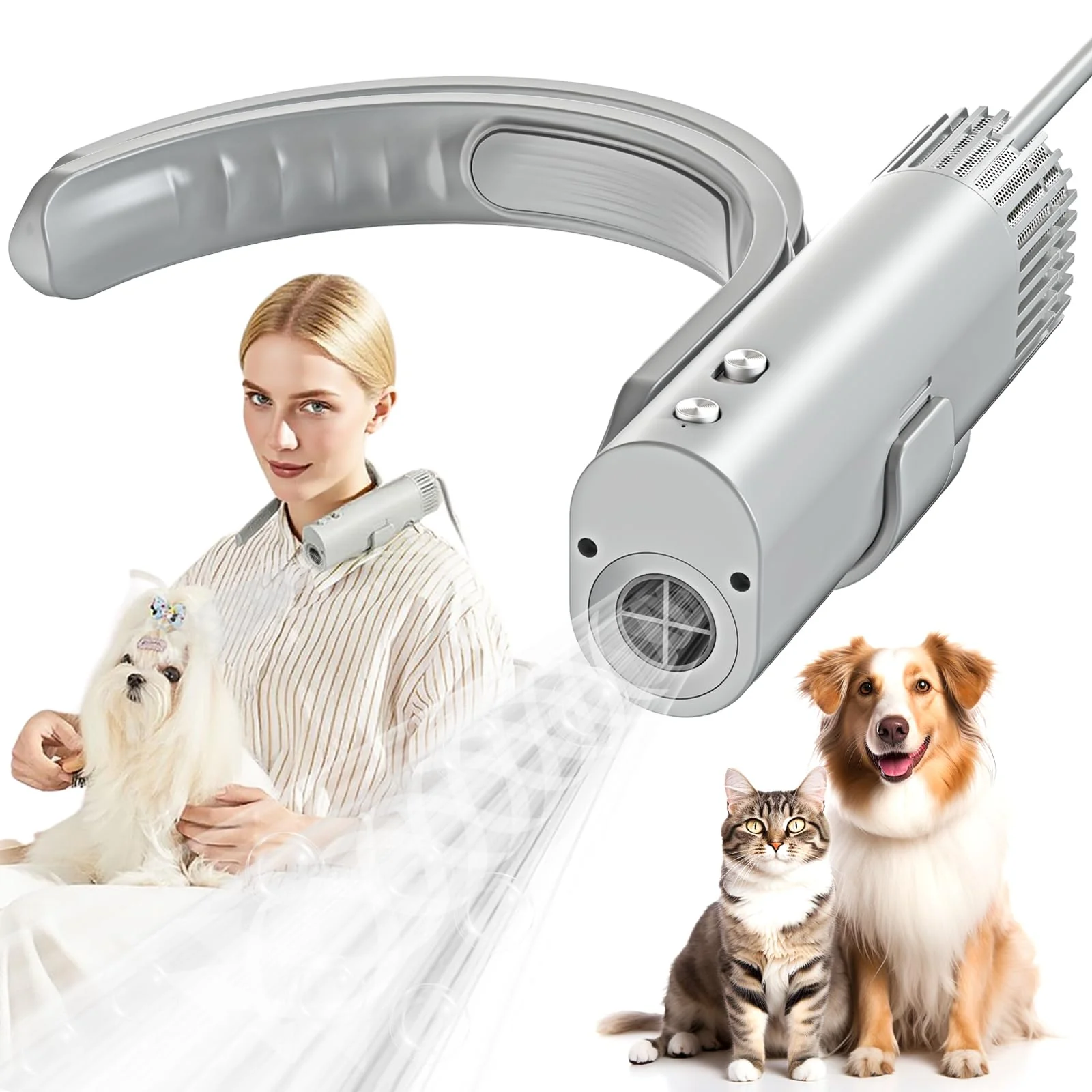 Carefully Designed Savepe Hands- Pet Hair Dryer – Low Noise 1400W Brushless Motor 80 m s Airflow 40dB High-Quality