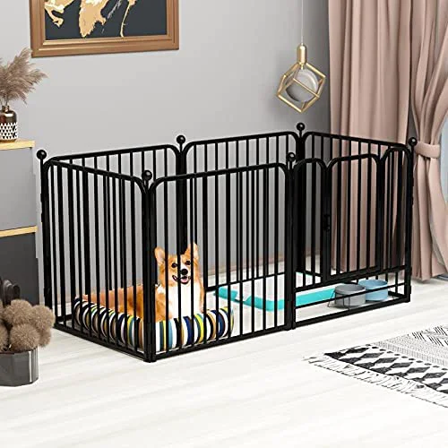 Reliable PEIPOOS Dog Panel Playpen – Heavy-Duty Indoor Outdoor Exercise Pen 55in L x 27.5in W x 31.5in H Black Official