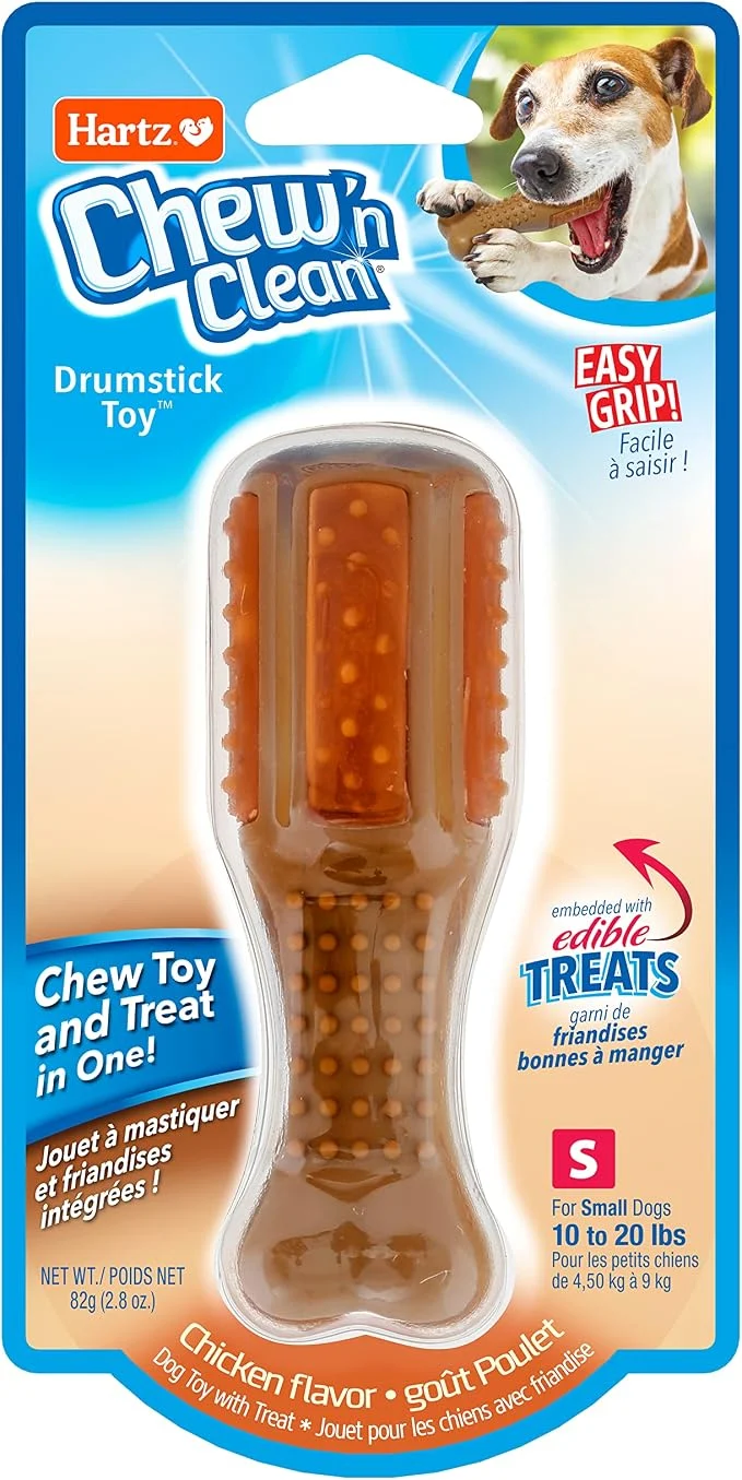 Exceptional Hartz Chew n Clean Chew Toy and Treat in One Chicken Flavored Drumstick Dog Toy Crafted
