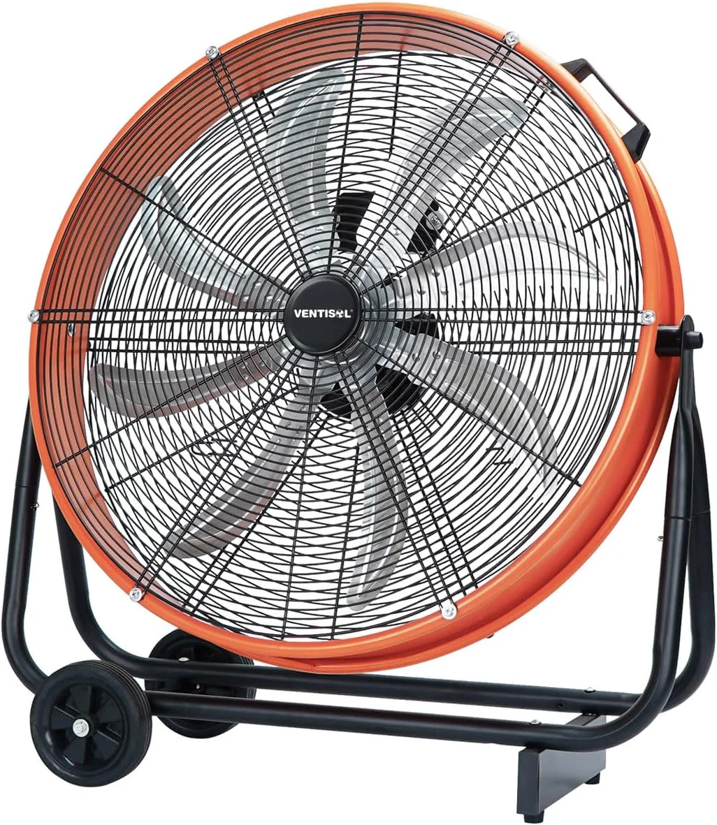 Selected VENTISOL 24 Inch Industrial Floor Drum Fan 9500 CFM Heavy Duty Floor Fan with 8 Blades 3-Speed High Velocity Shop Fan Metal Fans for Warehouse Patios Garage Casual