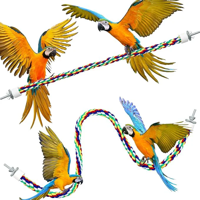 Natural Weewooday 2 Pcs Bird Rope Perches Climbing Rope Bird Cage Accessories Efficient