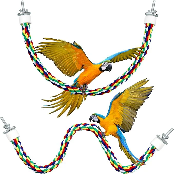 Modern Weewooday 2 Pcs Bird Rope Perches Climbing Rope Bird Cage Accessories Exceptional