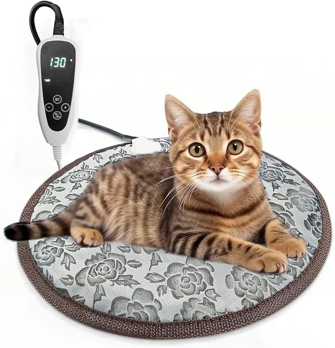 Original Cat Heating Pad Round with Smart Thermostat Switch and Power Line Protection Relaxed