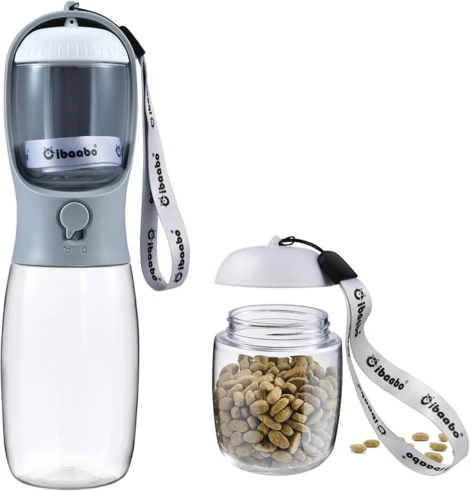 Dependable Dog Water Bottle with Food Container Travel Puppy Water Bowl Portable Pet Relaxed