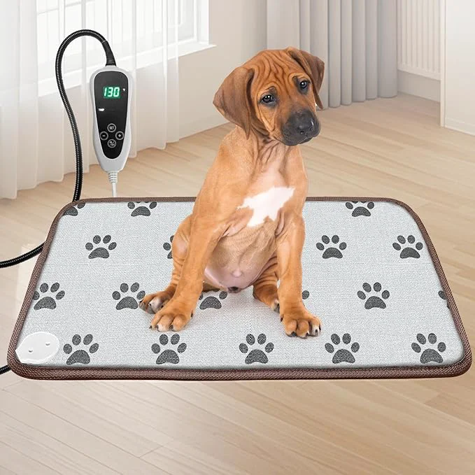 Recyclable Pet Heating Pad 22x18 in with Smart Thermostat Switch and Power Line Protection Professional