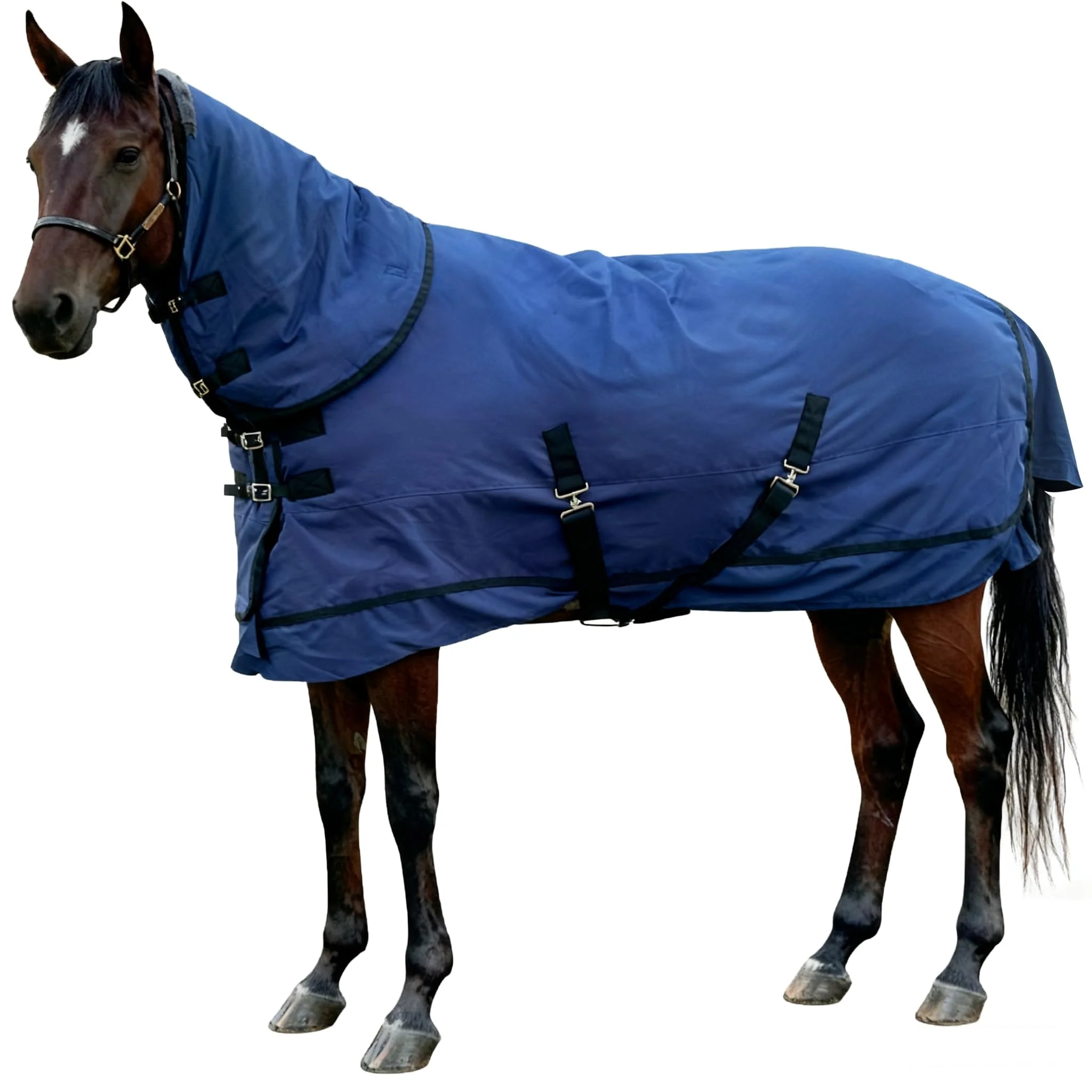 Powerful Vortexain 83 Horse Blanket 1600D Water-Resistant Turnout with Neck Cover Belly Wrap Tail Wrap Blue First-Class
