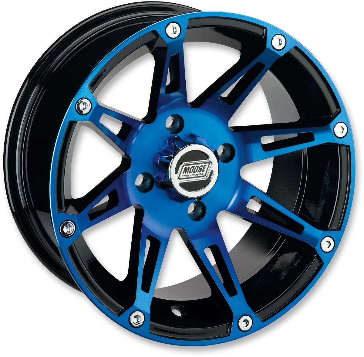 Verified MOOSE UTILITY Wheel - 387X - Rear - Anodized Blue Black - 12x8 - 4 156 - 4 4 387MO128156BWB4 Original Design