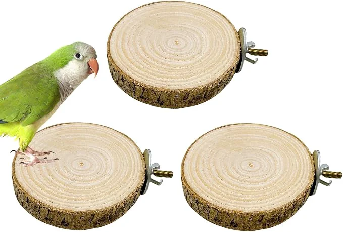 World-Class Hamiledyi 3PCS Perch Platform for Bird Cage Natural Round Wooden Stand Platform Proven