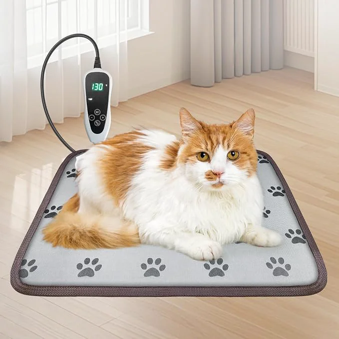 Luxury Cat Heating Pad 18x18 in with Smart Thermostat Switch and Power Line Protection Contemporary