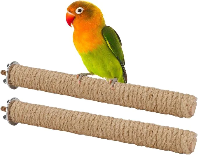 Top-Quality Hypeety Bird Perch Stand Natural Wood Parrot Hemp Rope Perch Birdcage Long-Lasting