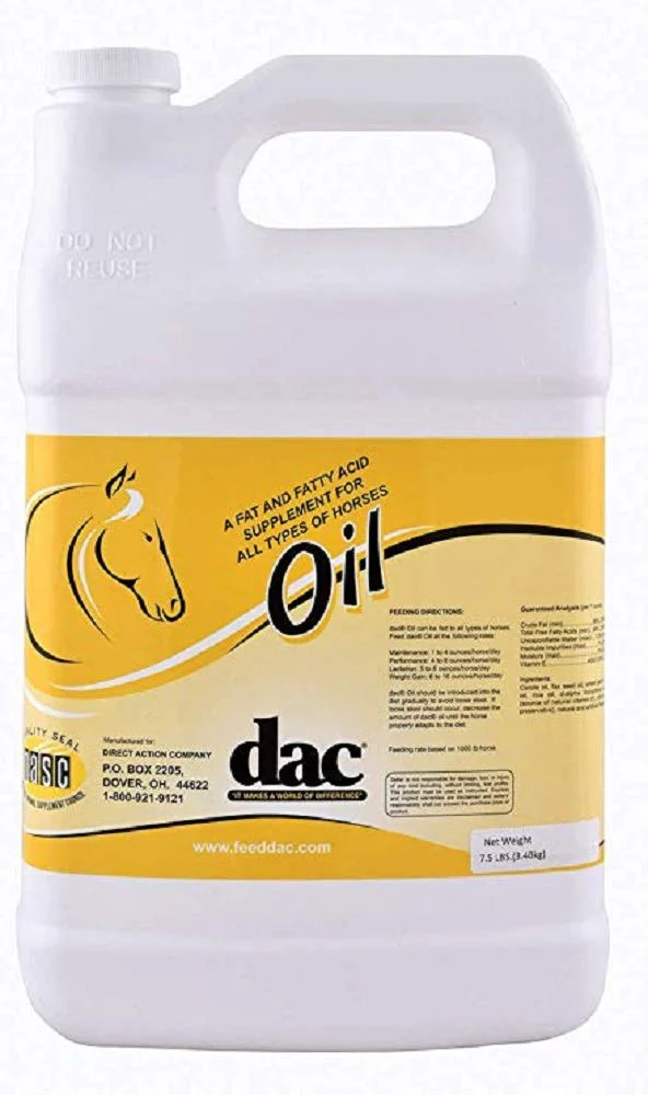 Dependable DAC Oil Gallon Jug – Horse Weight Gain Coat Health Supplement High-End