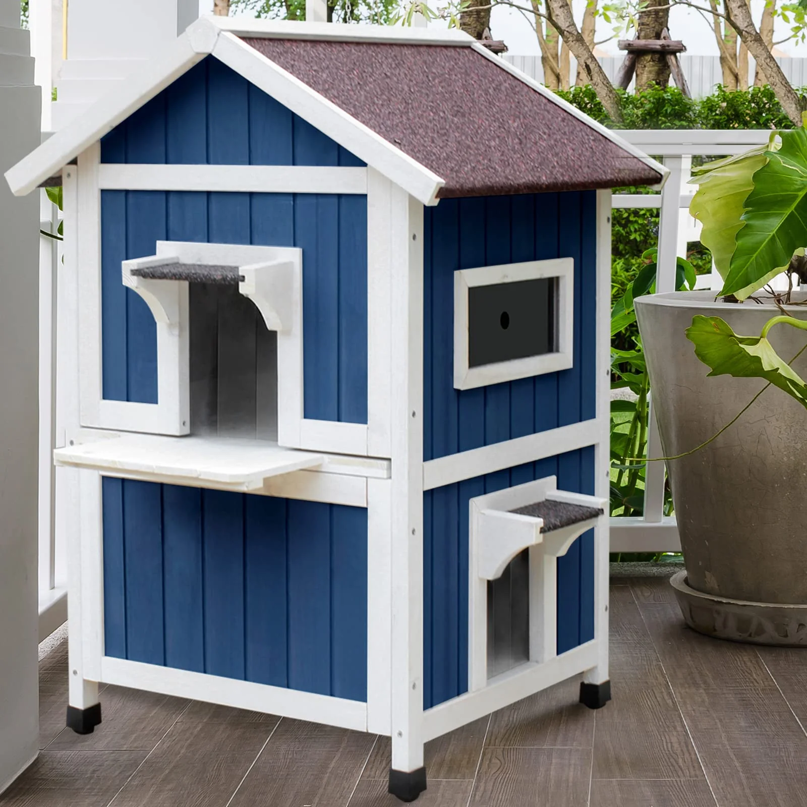 Breathable Rockever Outdoor Cat House Large 2-Story Weatherproof Shelter for Feral Cats Innovative