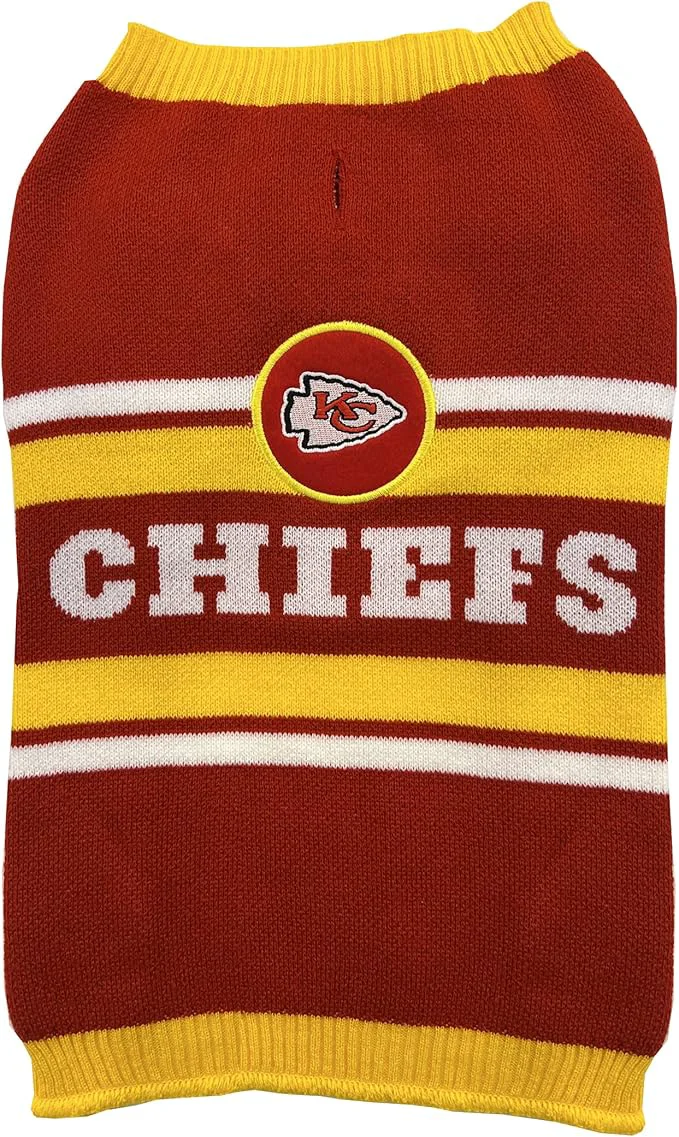World-Class NFL Kansas City Chiefs Dog Sweater Size Extra Small. Warm and Cozy Knit Pet Sweater with NFL Team Logo Puppy Sweater for Large and Small DogsAbout ThisOverview Selected