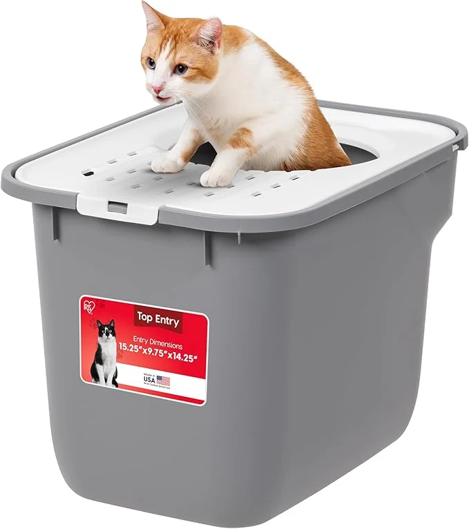 Advanced IRIS USA Cat Litter Box Large Cat Box Enclosure Top Entry Enhanced