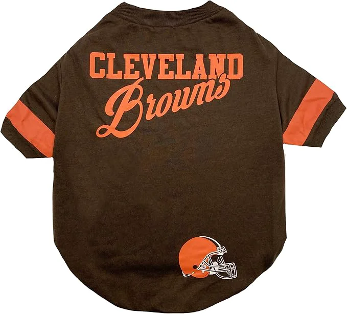 Advanced NFL Cleveland Browns Dog Cat T-Shirt Medium. Football PET TEE for NFL Team Fans. New Updated Fashionable Stripe Design Durable Cute Sports OutfitAbout ThisOverview Organic