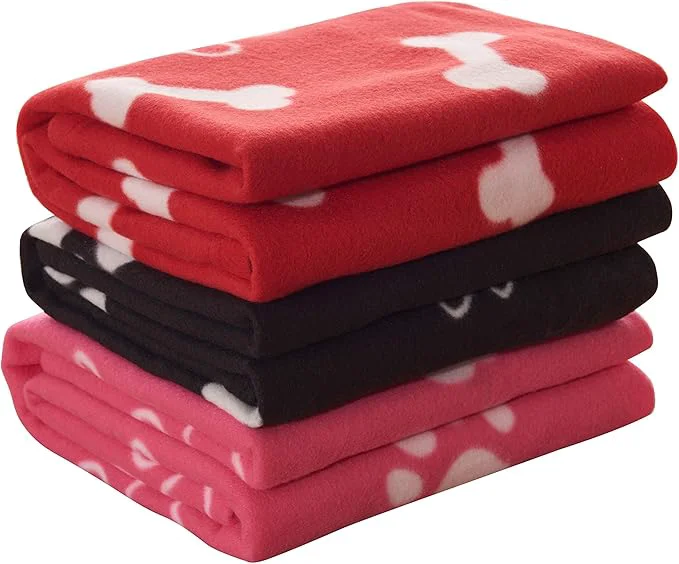Casual CAI TENG Pet Blanket Dog Blanket Cute Cat Fleece Blankets with Bone and Paw Print Soft Blanket for Kitten Puppy and Other Animals Pack of 3 47 x 47 in Red Black Pink About ThisOverview Enhanced