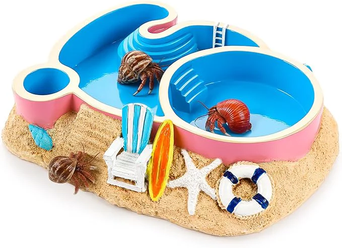 Trusted Gerrii Hermit Crab Water Bowl with Climbing Ramp 2 Compartments Resin Hermit Crab Water Bathing Pool Accessories Food Dish Seashell Reptile Climbing Habitat Platform for Lizard Frog GeckoAbout ThisOverview Specialty