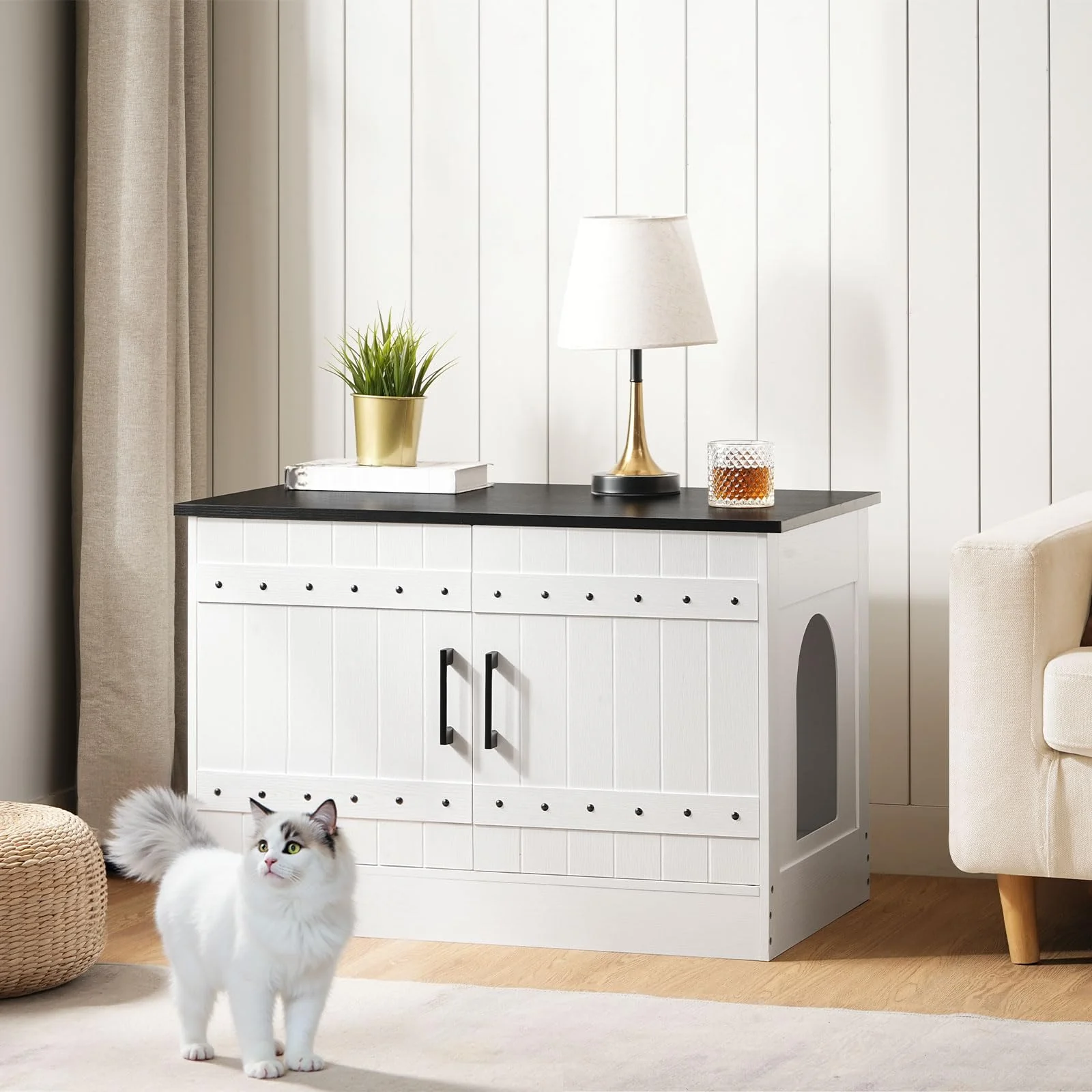 Certified MAHANCRIS Cat Litter Box Enclosure — Farmhouse Hidden Litter Box End Table CWBB3101 Top-Quality