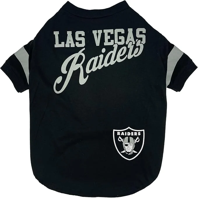 Excellent NFL Las Vegas Raiders Dog Cat T-Shirt Large. Football PET TEE for NFL Team Fans. New Updated Fashionable Stripe Design Durable Cute Sports OutfitAbout ThisOverview Contemporary