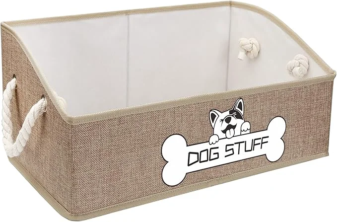 Comfortable Collapsible Fabric Dog Toy Box and Storage Bin With Handle - Trapezoid Basket Chest Organizer for Pet Toys Blankets and Accessories YellowAbout ThisOverview Eco-Friendly