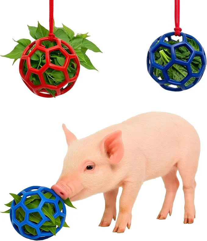 Smooth 2Pcs Pig Enrichment Toys Treat Ball Toy for Mini Pigs and Farm Hanging Chew Ball Enrichment Toy with Rope for Pigs to Play withAbout This Proven