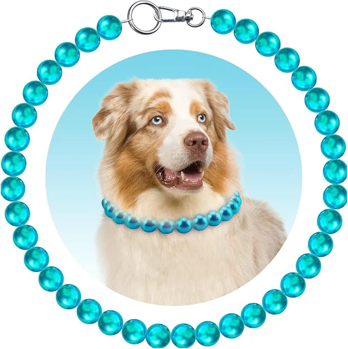 Soft KUDES Chunky Pearl Dog Necklace Beads 20mm Elegant Classic Super Big Pearl Collar Necklace Accessories for Medium Large Dogs Occasions and Gatherings Turquoise L Neck Girth17''-18.5'' About ThisOverview Easy-to-Use