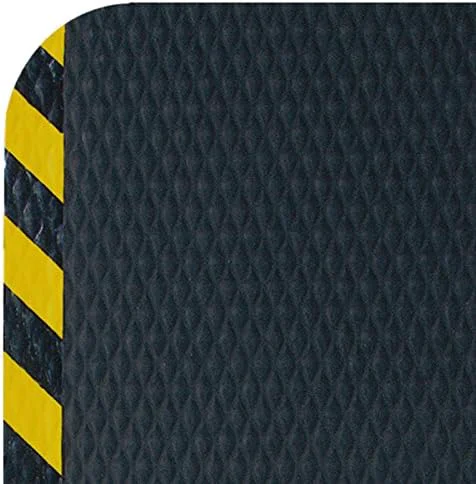 Dependable American Floor Mats Hog Heaven Premium 7 8 Black Yellow Border 5' x 12' Nitrile Backed Anti-Fatigue Comfort Mat Secure