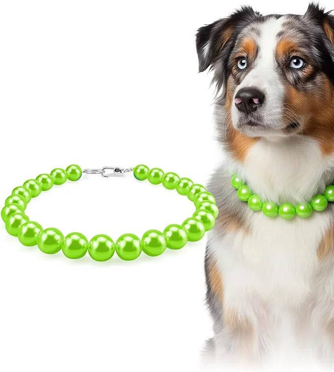 Pure KUDES Chunky Pearl Dog Necklace Beads 20mm Elegant Classic Super Big Pearl Collar Necklace Accessories for Medium Large Dogs Occasions and Gatherings Light Green 3XL Neck Girth 20.5''-23'' About ThisOverview Elite
