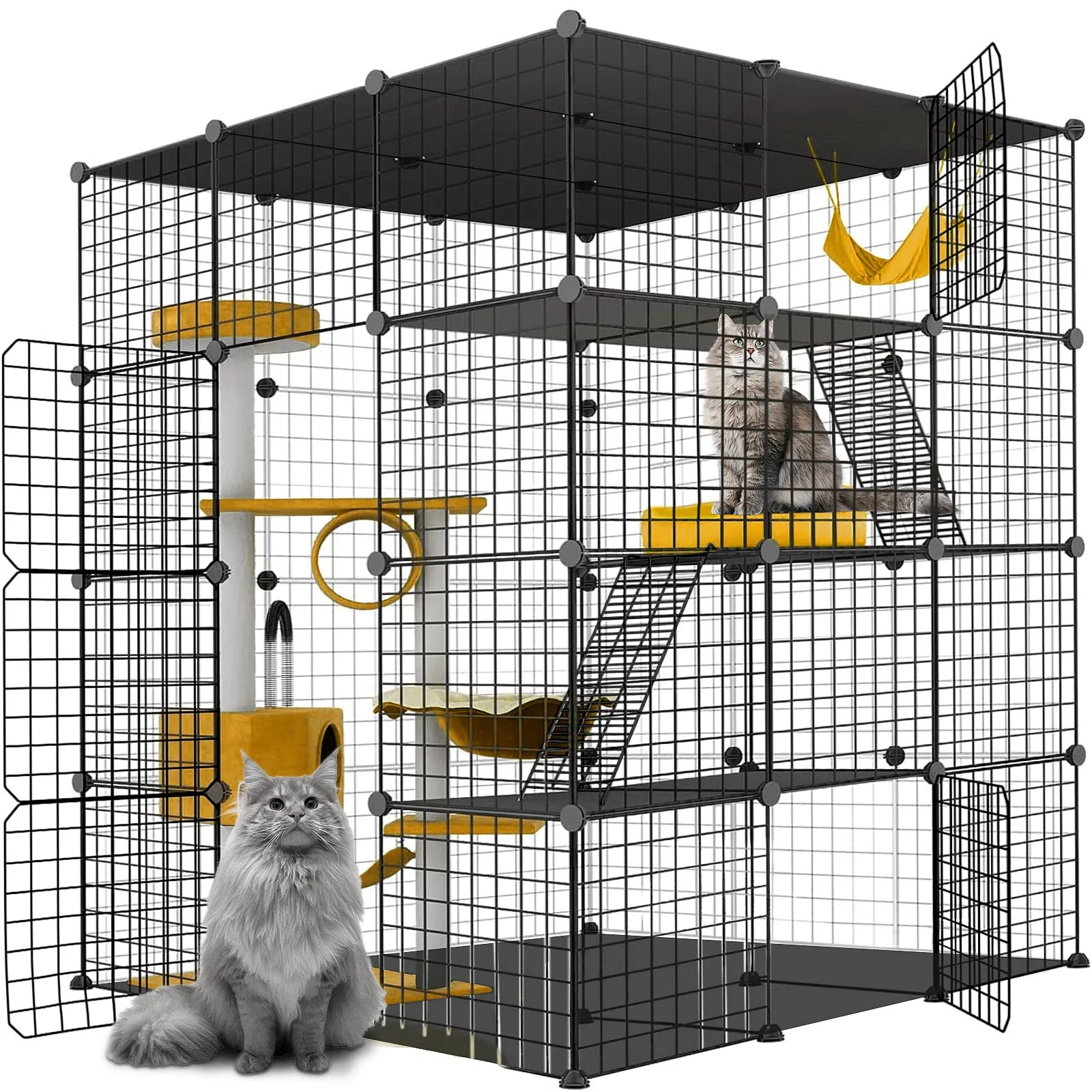 Powerful Large Cat Cage Enclosure Indoor DIY Playpen for 1-4 Cats Small Pets Efficient