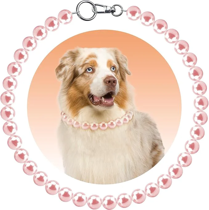 Fashionable KUDES Chunky Pearl Dog Necklace Beads 20mm Elegant Classic Super Big Pearl Collar Necklace Accessories for Medium Large Dogs Occasions and Gatherings Pink M Neck Girth15.7''-17.5'' About ThisOverview Minimalist