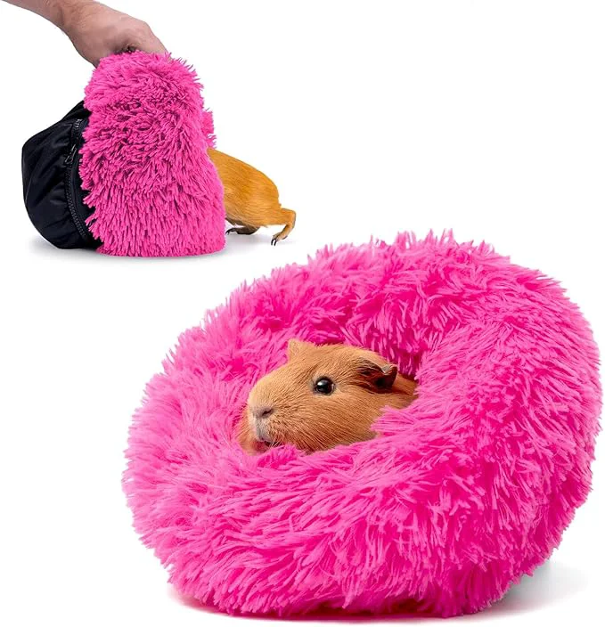 Specialty Paw Inspired Furr-O Burrowing Pet Bed with Zip-On Spandex and Fleece Bottoms for Guinea Pigs and Other Small Animals Cozy Carrier Hideout Enrichment Toy Cage Accessories Pink About ThisOverview Safe