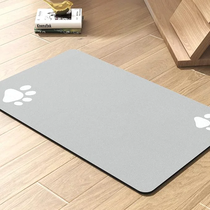 User-Friendly Pet Feeding Mat-Absorbent Dog Mat for Food and Water Bowl-No Stains Quick Dry Water Dispenser Mat-Dog Accessories Pet Supplies-Bowl for Messy Drinkers（LIGHTGREY 12 x19 About ThisOverview Fine