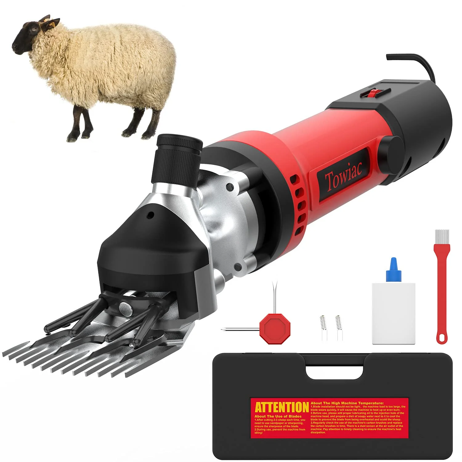 Organic Towiac 550W Professional Electric Sheep Clipper — 6-Speed Heavy-Duty Shears Smooth