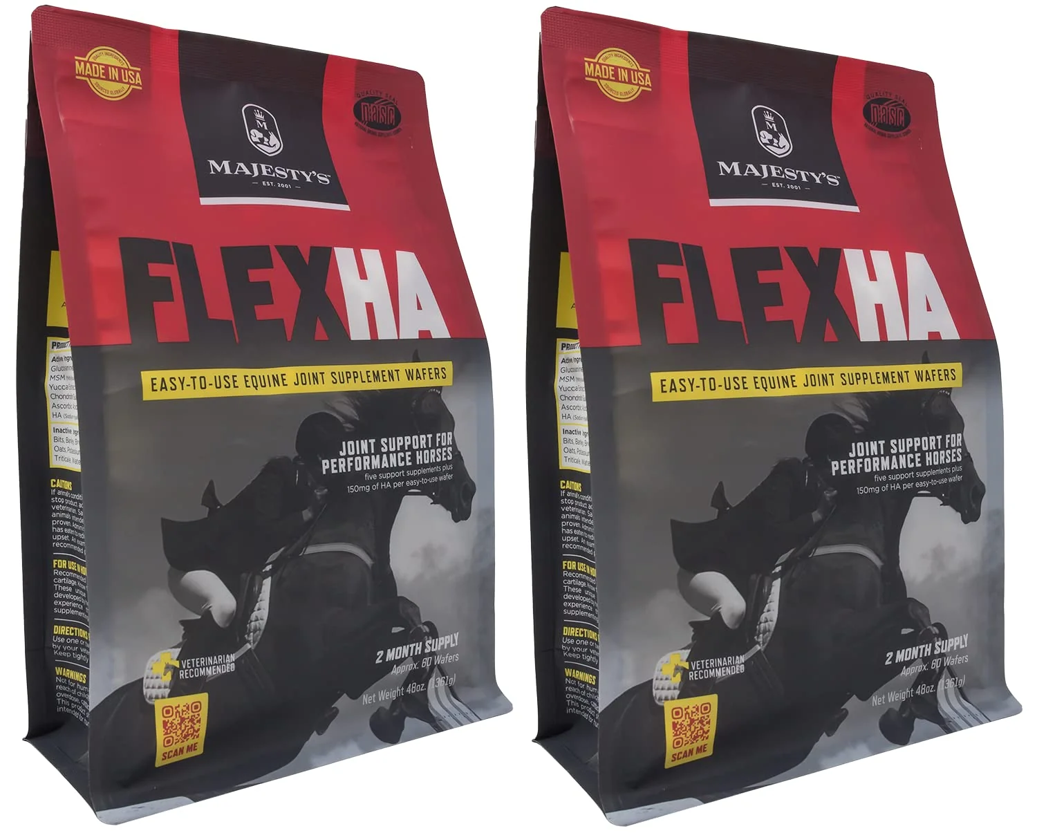 High-Performance Majesty's Flex HA Wafers - Superior Equine Joint Support 2 Pack 120 Ct High-Quality