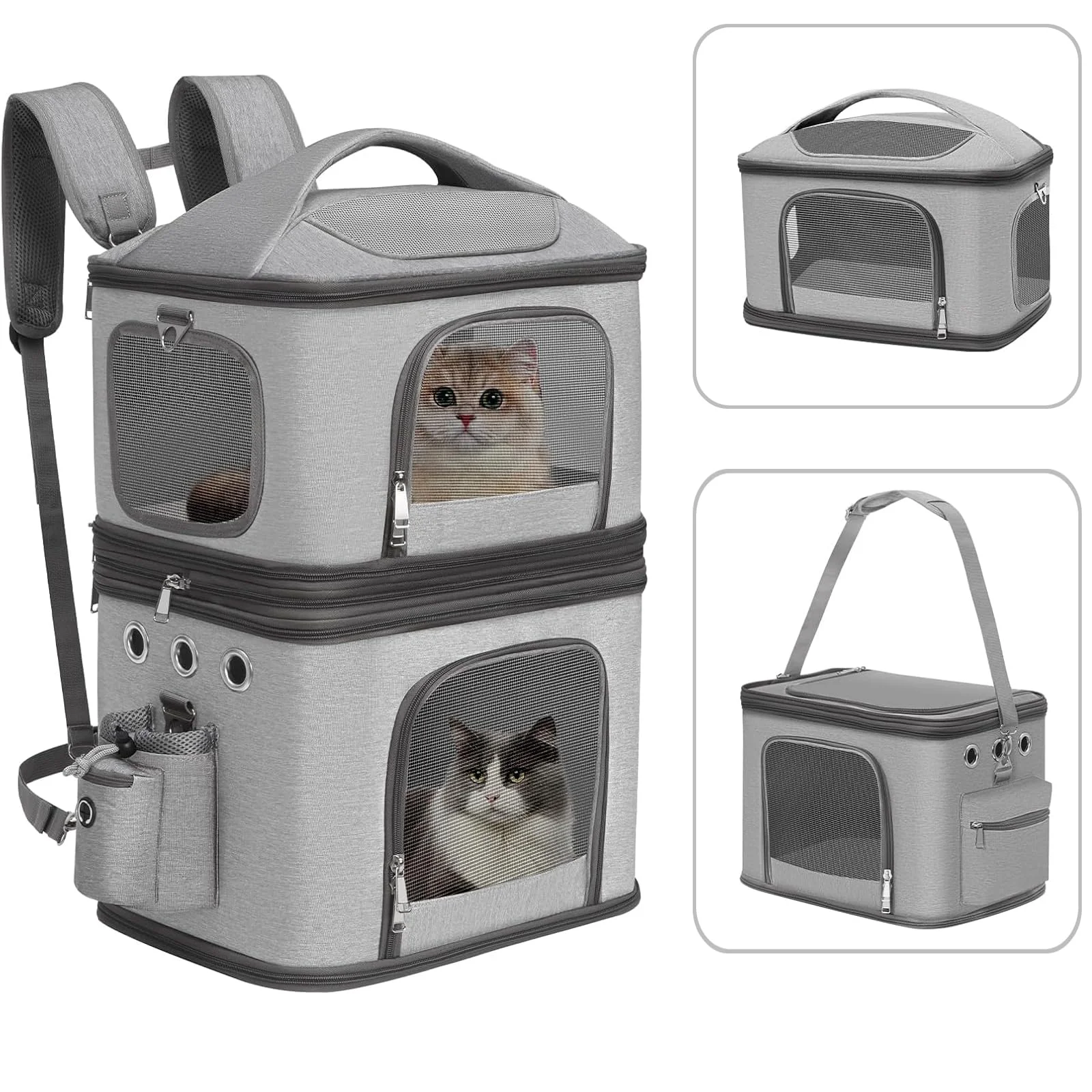 Top-Quality HOVONO Detachable Double Pet Carrier Backpack for Cats Small Dogs – 2-in-1 Travel Carrier Crafted