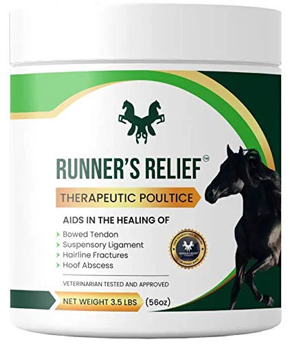 Solid RUNNER'S RELIEF Therapeutic Poultice Tightener Bowed Tendon Injury Relief for Horses All Breeds Safe