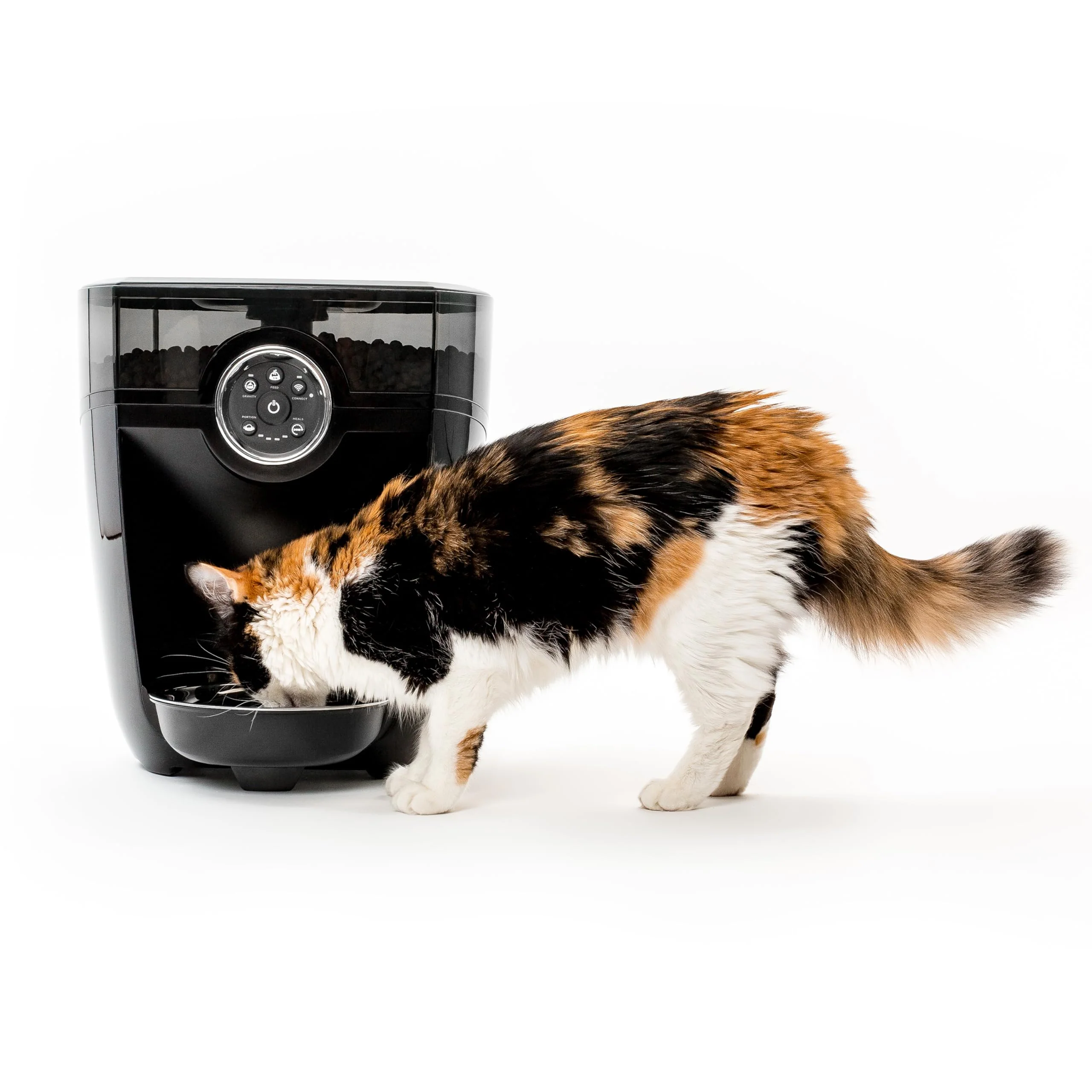 Verified Feeder-Robot by Whisker — Smart Automatic Pet Feeder Black with Smoke-Grey Hopper Safe
