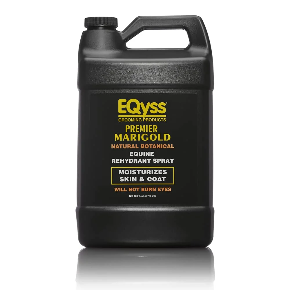 Elite Eqyss Premier Marigold Equine Coat Conditioning Spray – Moisturize Skin Coat Shine Detangle Dust Repel Silicone- 128 oz Stylish