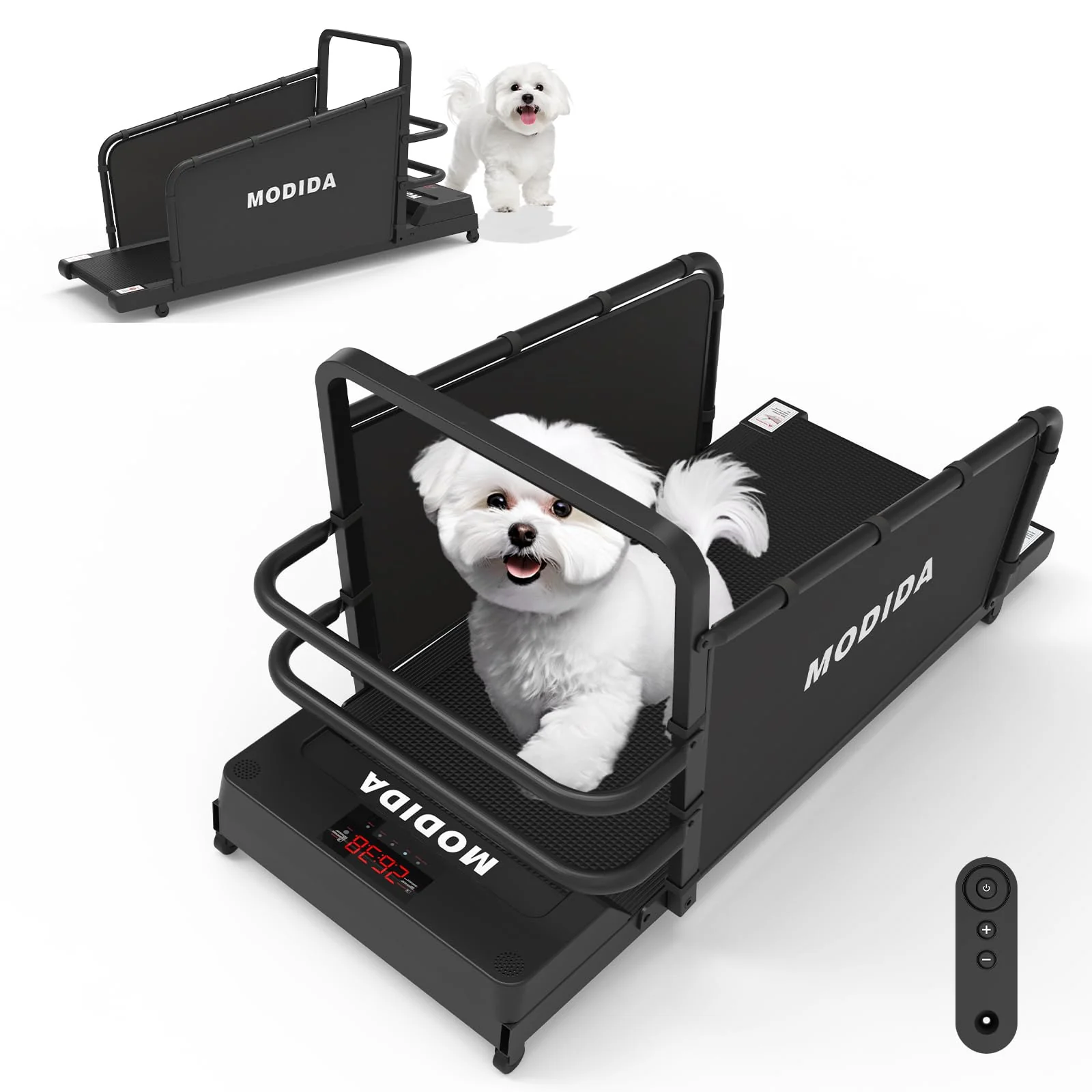 MODIDA Dog Treadmill – Adjustable 1–8 km h Indoor Dog Exercise Training Machine Quiet Safe Space-Saving Minimalist