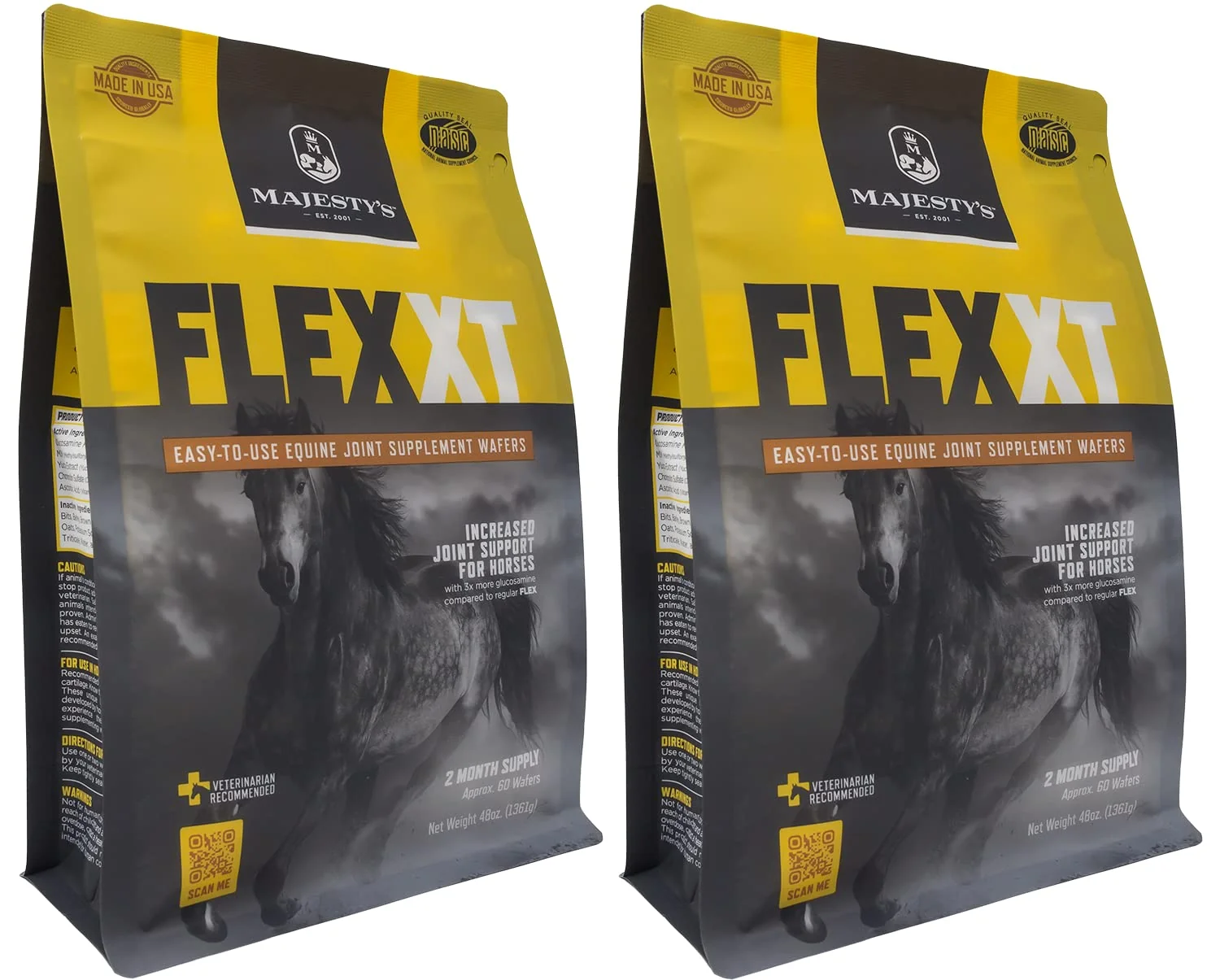 Safe Majesty's Flex XT Wafers - Enhanced Equine Joint Support 2 Pack 120 Wafers Versatile