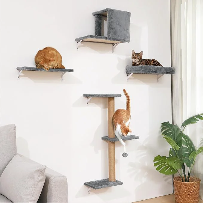 Unique FUKUMARU Cat Wall Shelves Stable Safe 4 in 1 Cat Wall Mounted Furniture Set Secure