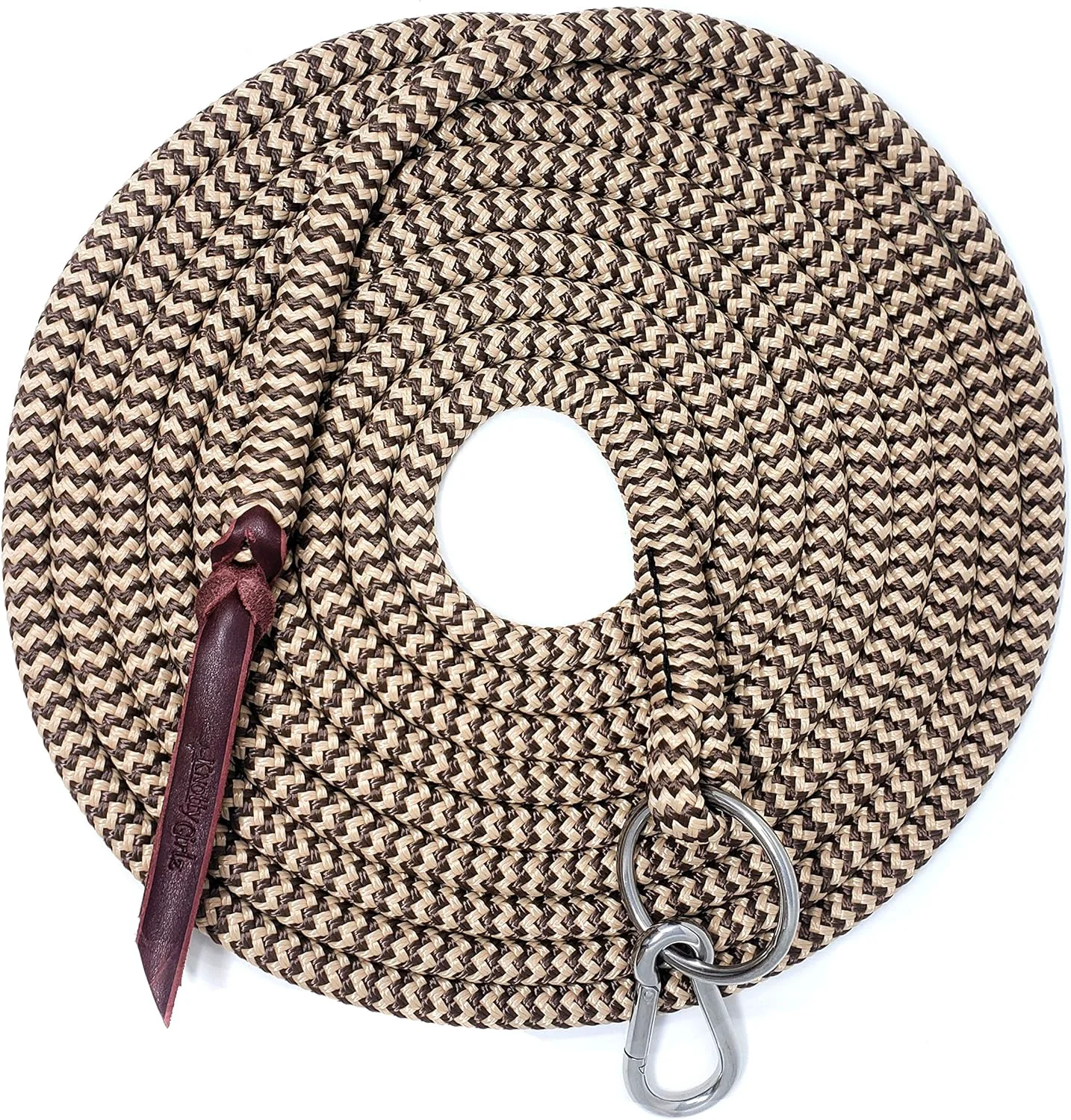 Modern 22' Long Line with SS O Ring and Carabiner Brown Beige Environmentally Friendly